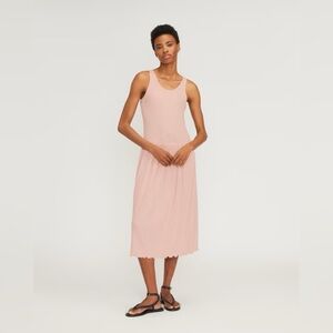 NWT Everlane The Rib Soft Knit Scoop Neck Sleeveless Tank Dress Petal Pink Large